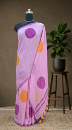 Pink Mulmul Cotton Saree 