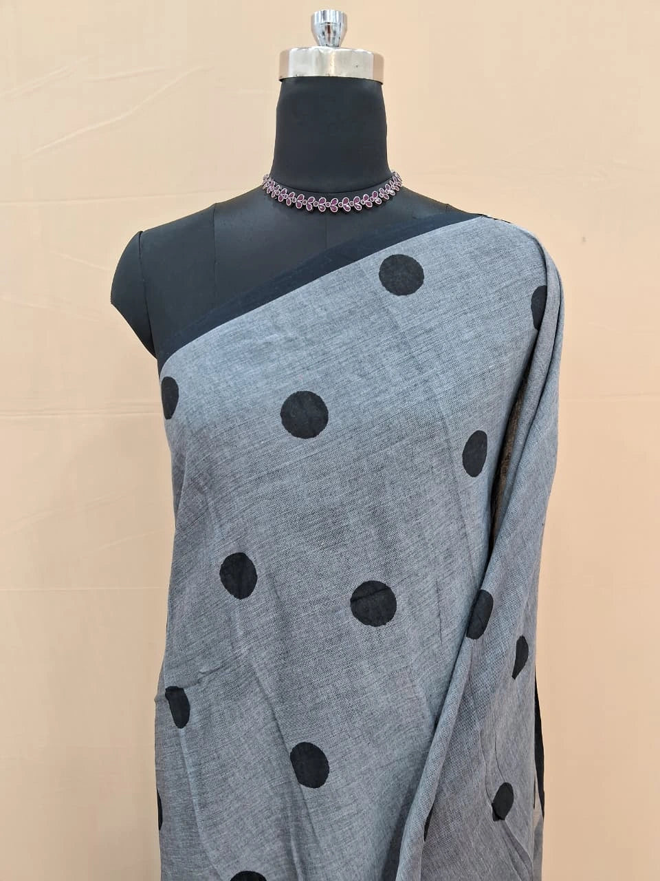 Elephant Grey Mulmul Cotton Saree 1