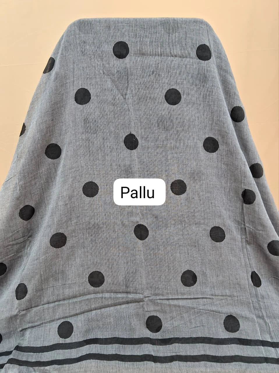 Elephant Grey Mulmul Cotton Saree 2