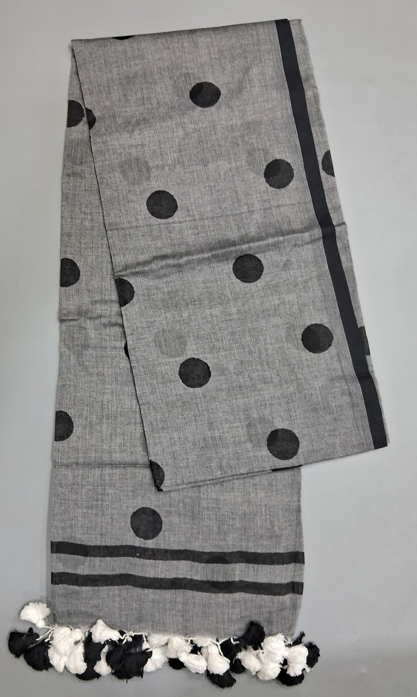 Elephant Grey Mulmul Cotton Saree