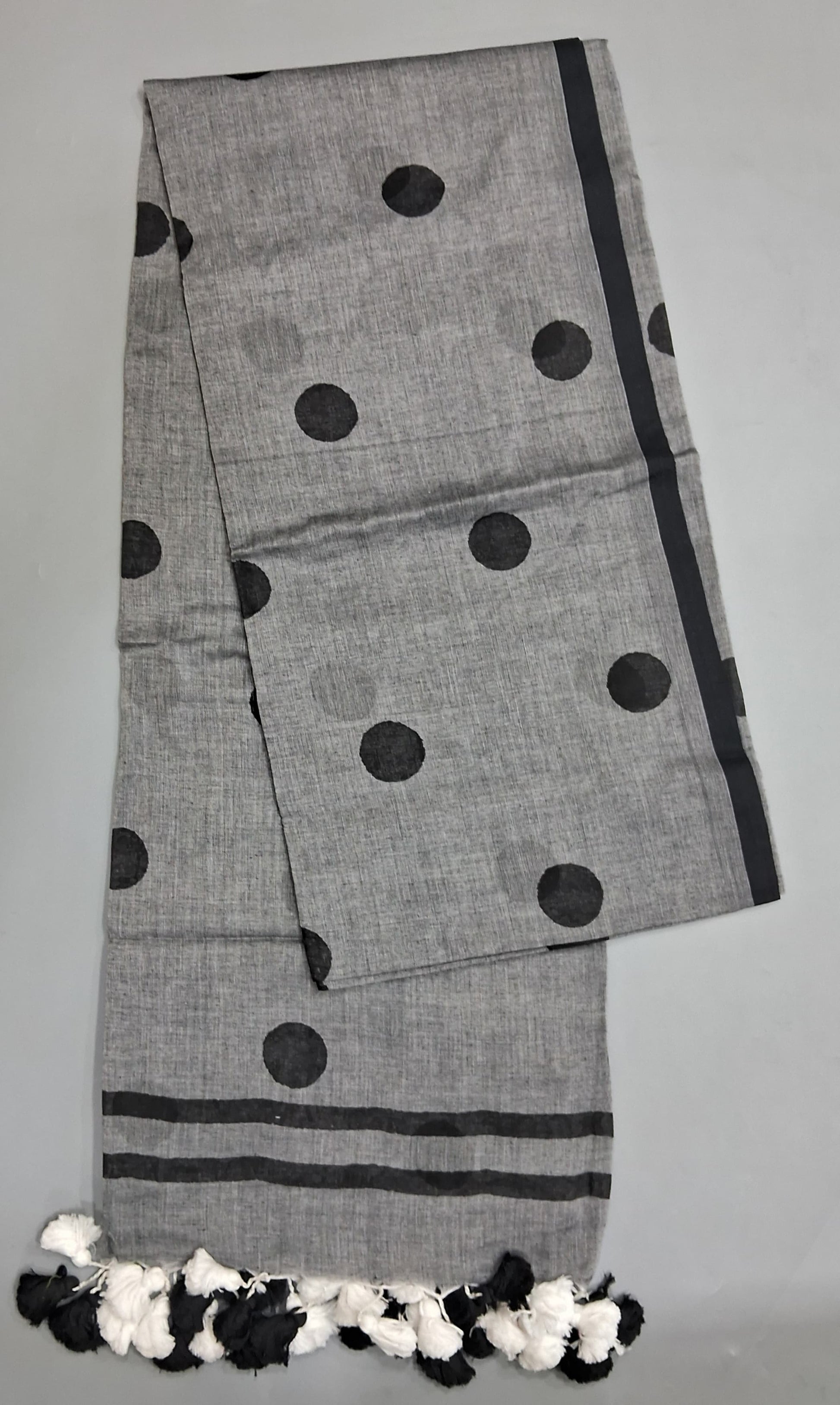Elephant Grey Mulmul Cotton Saree