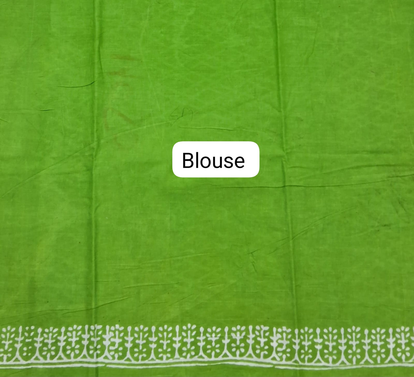 Bright Green Mulmul Cotton Saree Blouse