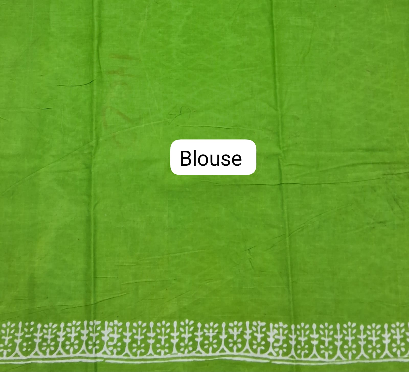 Bright Green Mulmul Cotton Saree Blouse
