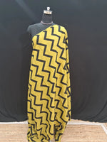 Mustard Black Zigzag Pattern Mulmul Cotton Saree