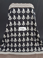 Brown and White Zigzag Mulmul Cotton pallu