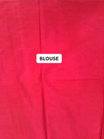 Crimson & Ivory Hand-Block Printed Mulmul Cotton Saree blouse