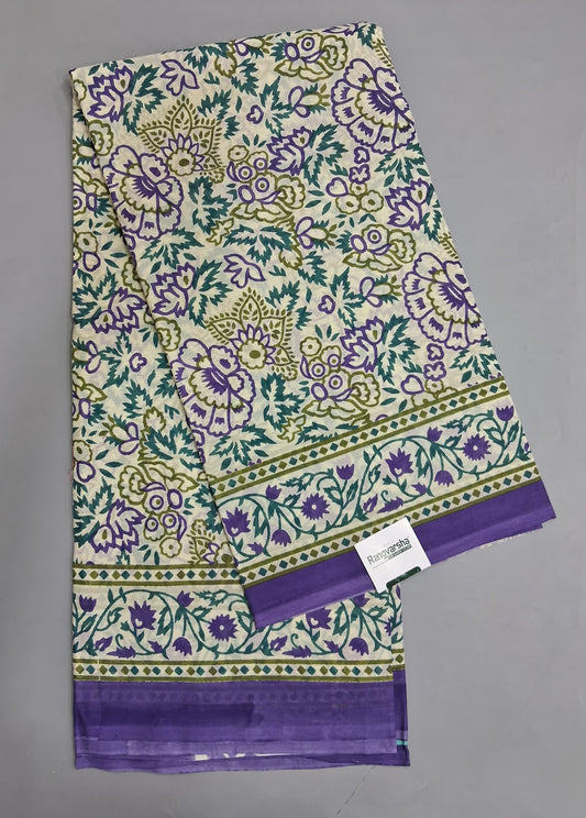 White Mulmul Cotton Saree 