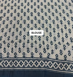 Tarditional Dark Grey Mulmul Cotton Saree blouse