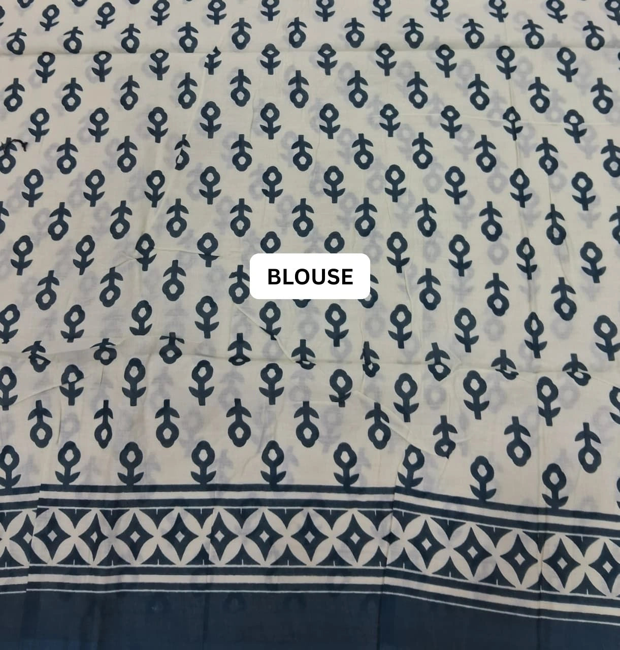 Tarditional Dark Grey Mulmul Cotton Saree blouse