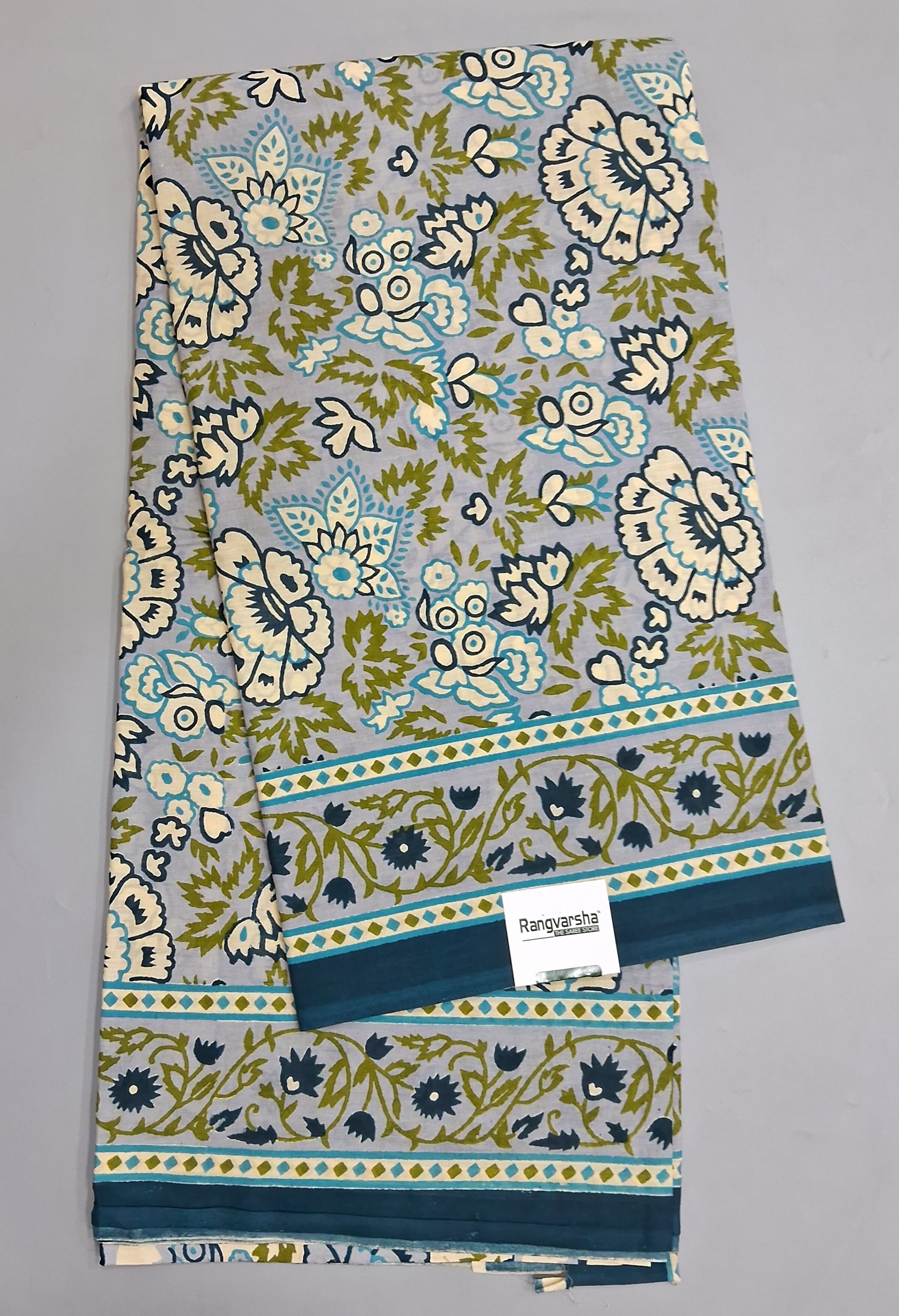 Baby Grey Mulmul Cotton Saree