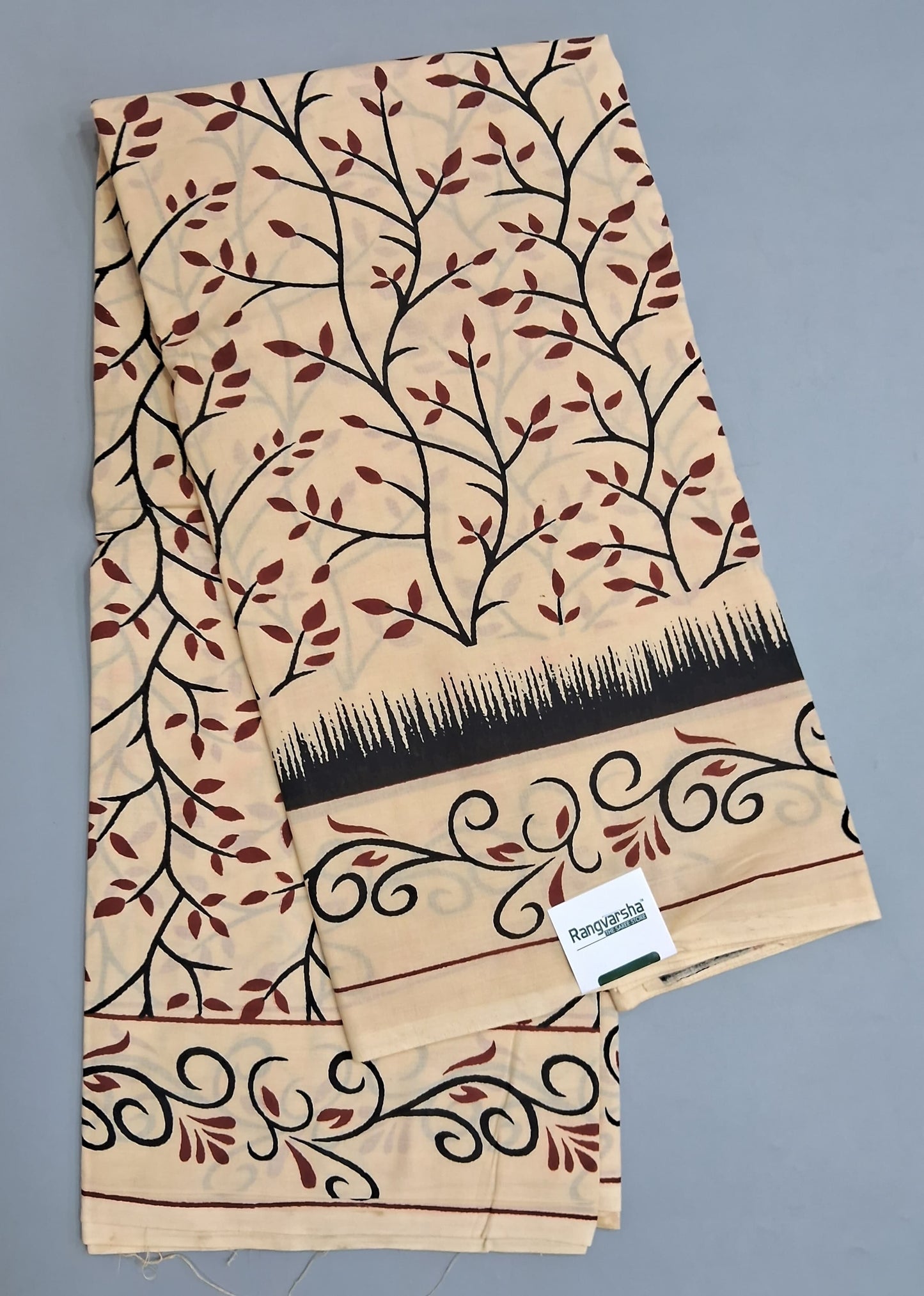 Cream Mulmul Cotton Saree 