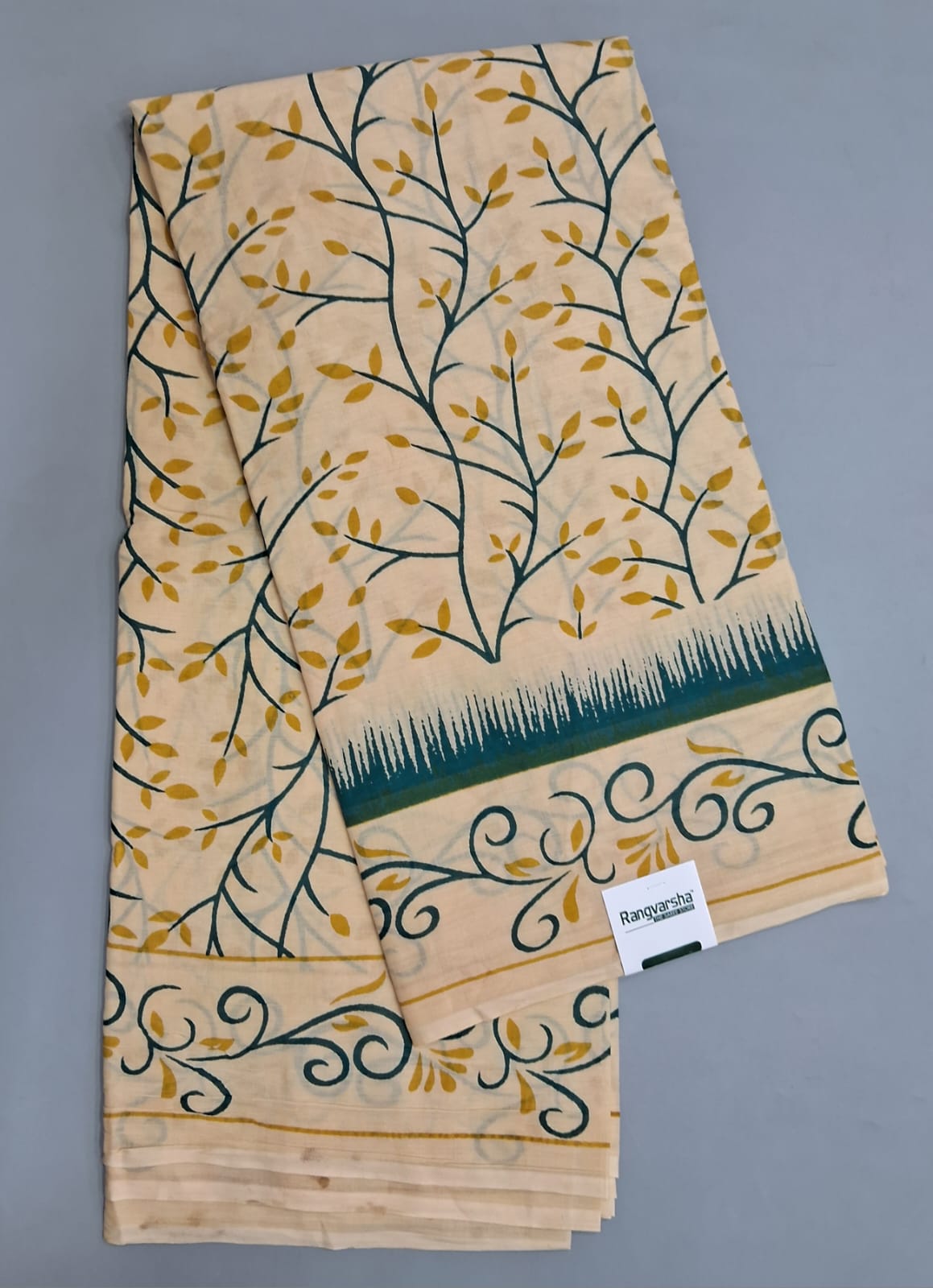 Cream Mulmul Cotton Saree 