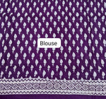Elegant Beige & Plum Vine Print Mulmul Cotton Saree Blouse