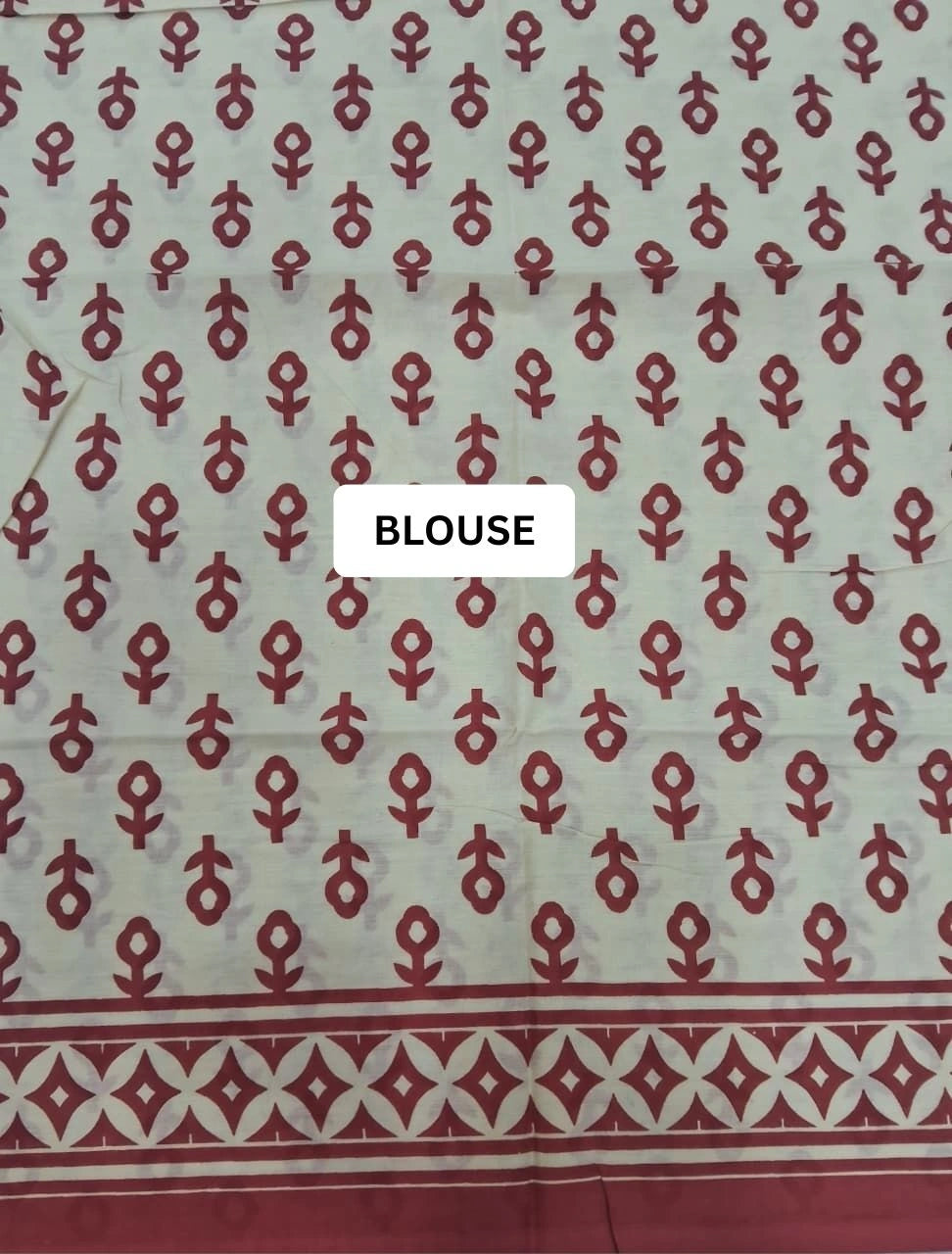 Blush Pink & Crimson Floral mulmul cotton Saree