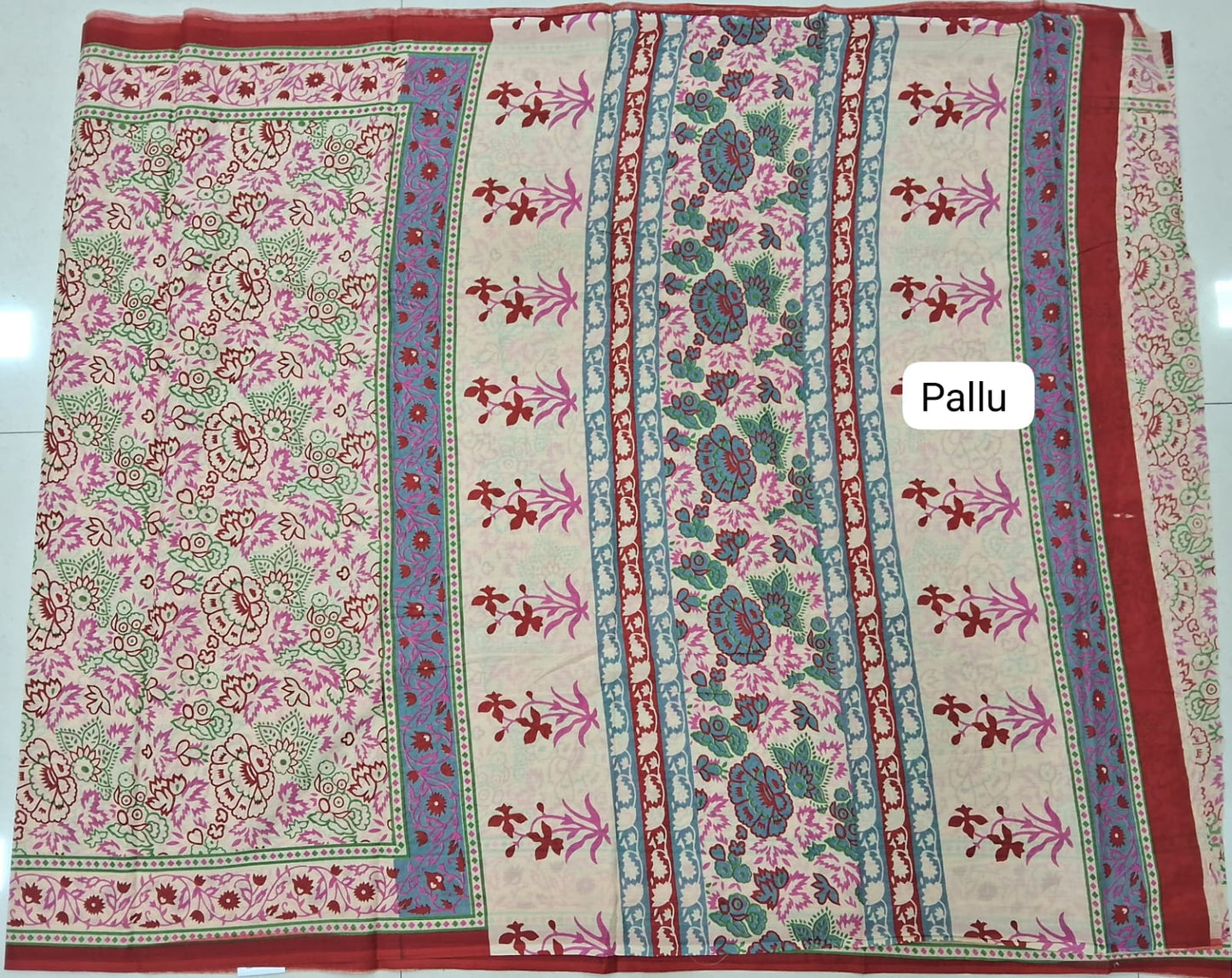 Cream Mulmul Cotton Saree Pallu