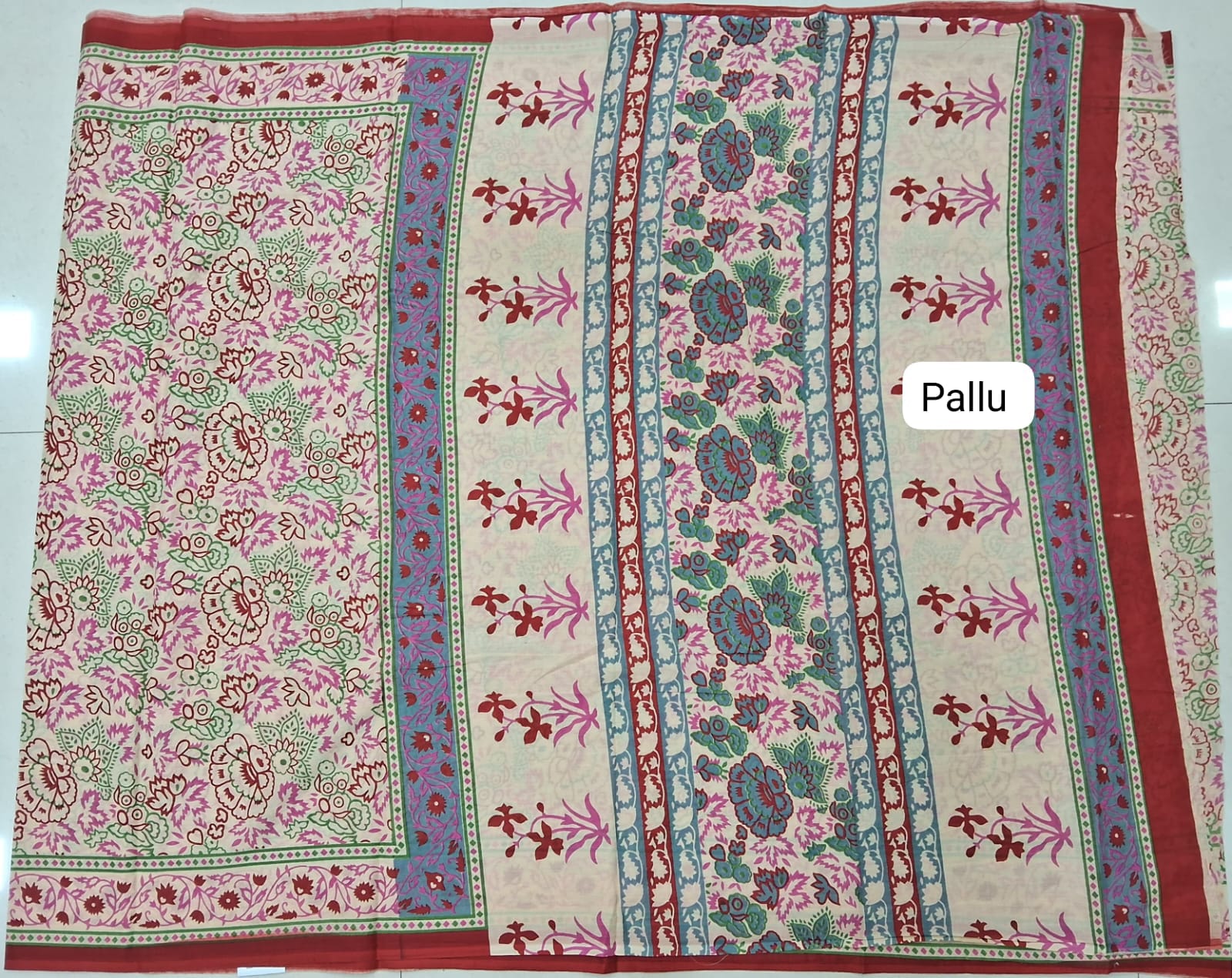 Cream Mulmul Cotton Saree Pallu