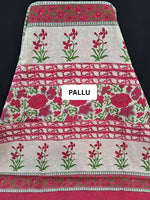 Cream Mulmul Cotton Saree pallu