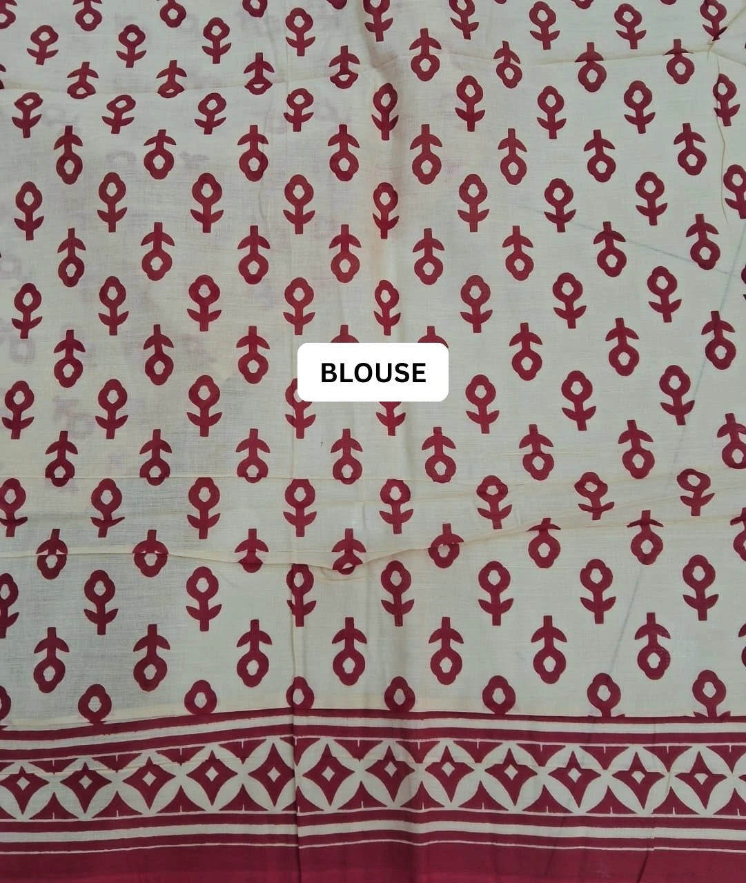 Cream Mulmul Cotton Saree blouse