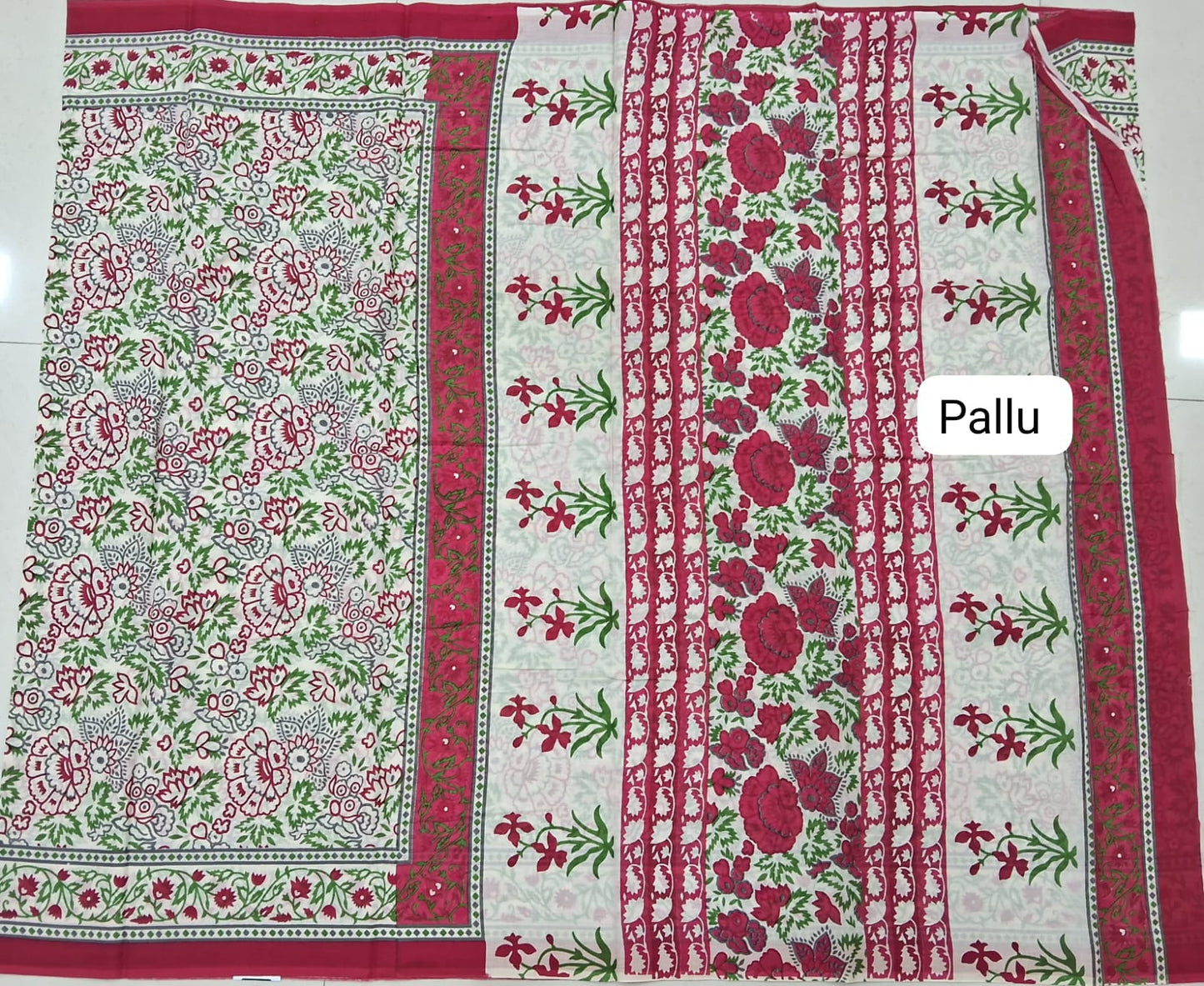 Cream Mulmul Cotton Saree Pallu