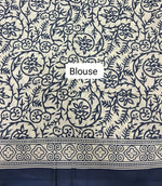 Indigo Blue Mulmul Cotton Saree Blouse