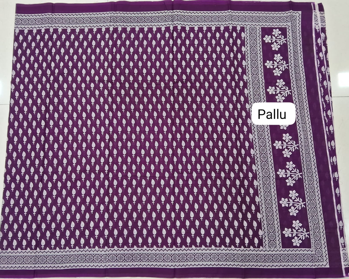 Purple Mulmul Cotton Saree Pallu