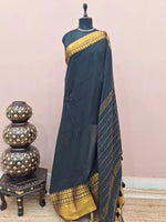 Black Mulmul Cotton Saree