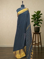 Black Mulmul Cotton Saree