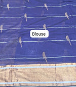 Royal Blue Mulmul Cotton Saree blouse