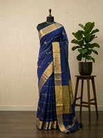 Royal Blue Mulmul Cotton Saree