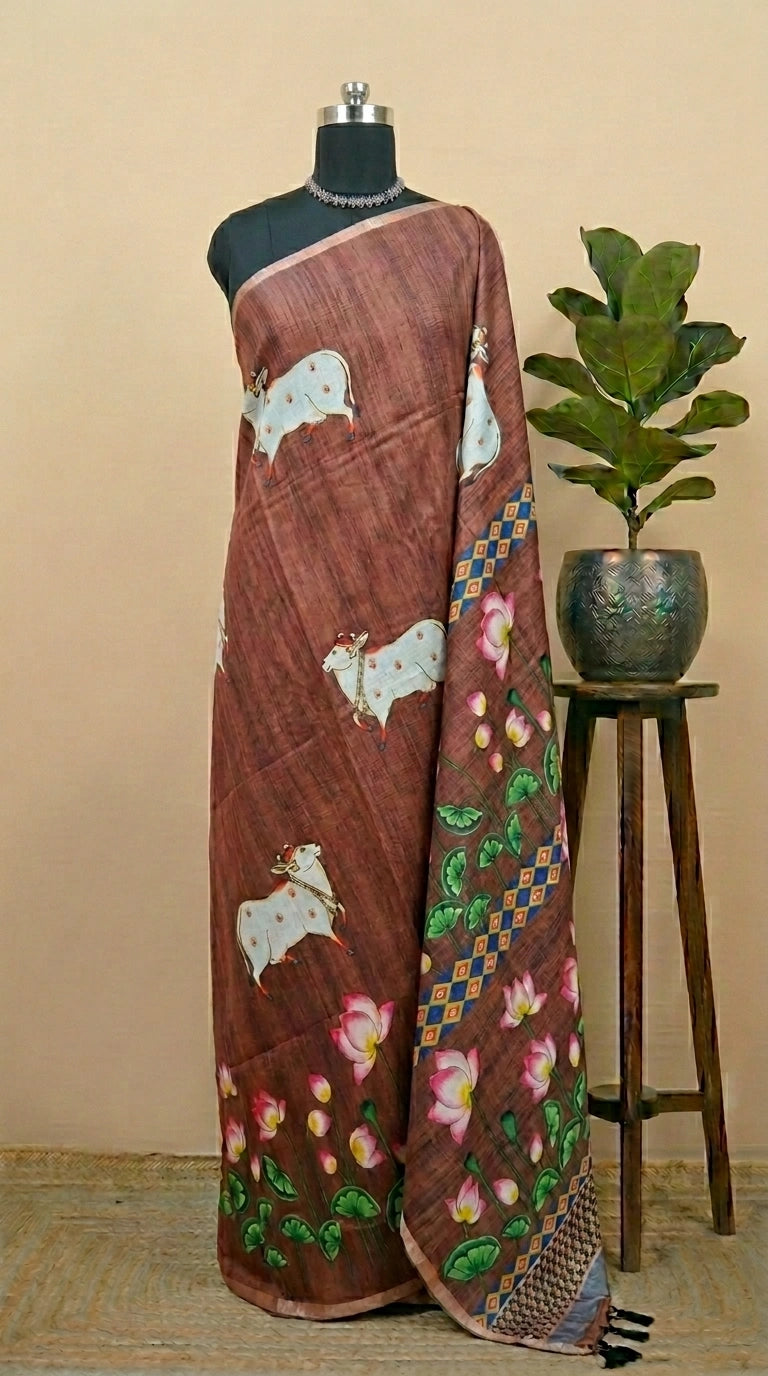 Brown Jute Saree