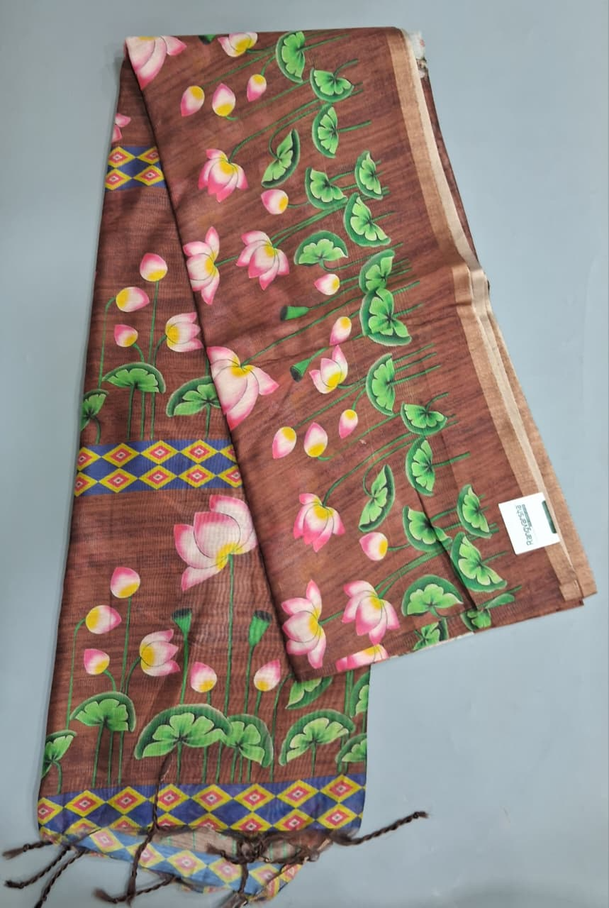 Brown Jute Saree