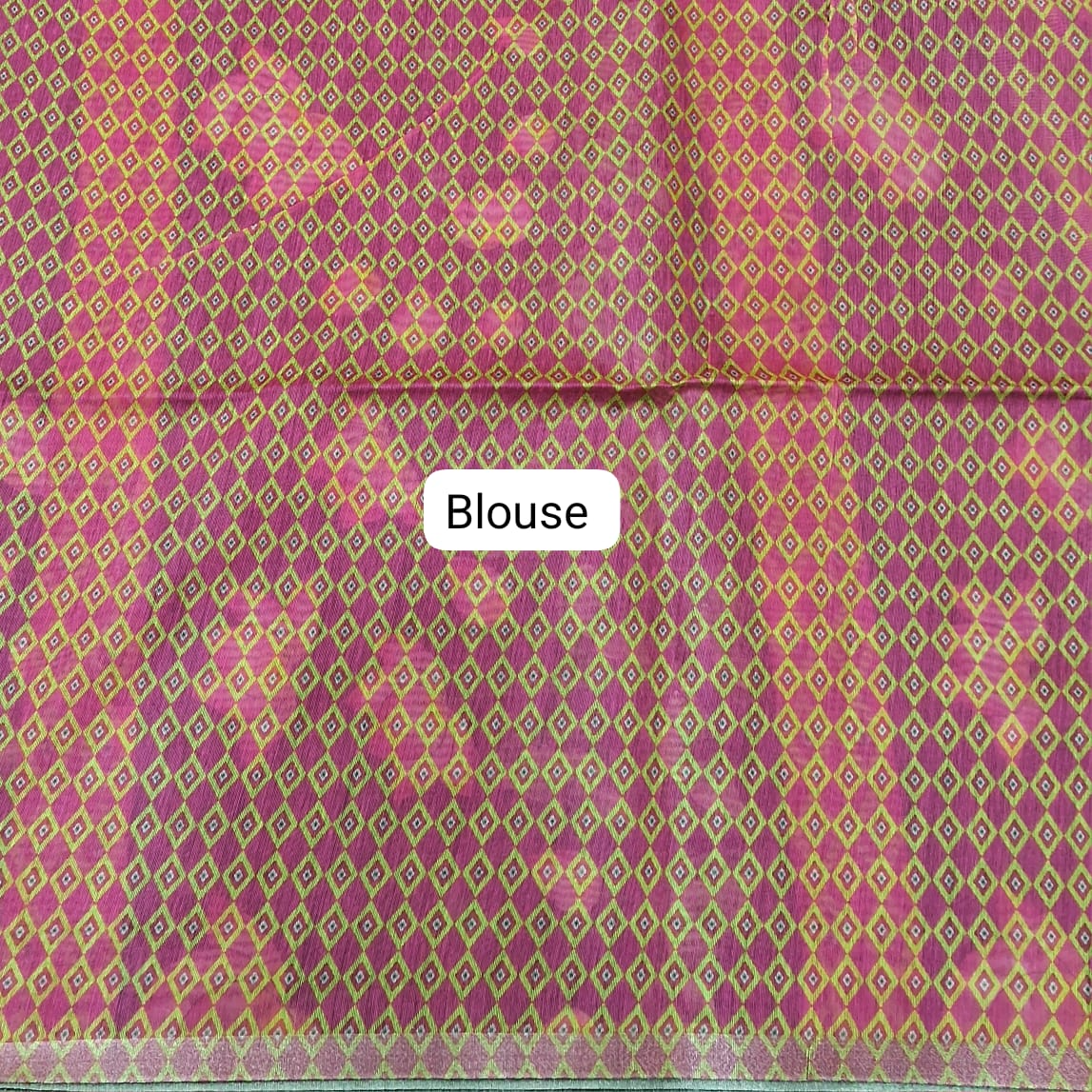 Elephant Grey Printed Jute Saree blouse