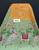 Elegant Yellow Jute Saree pallu