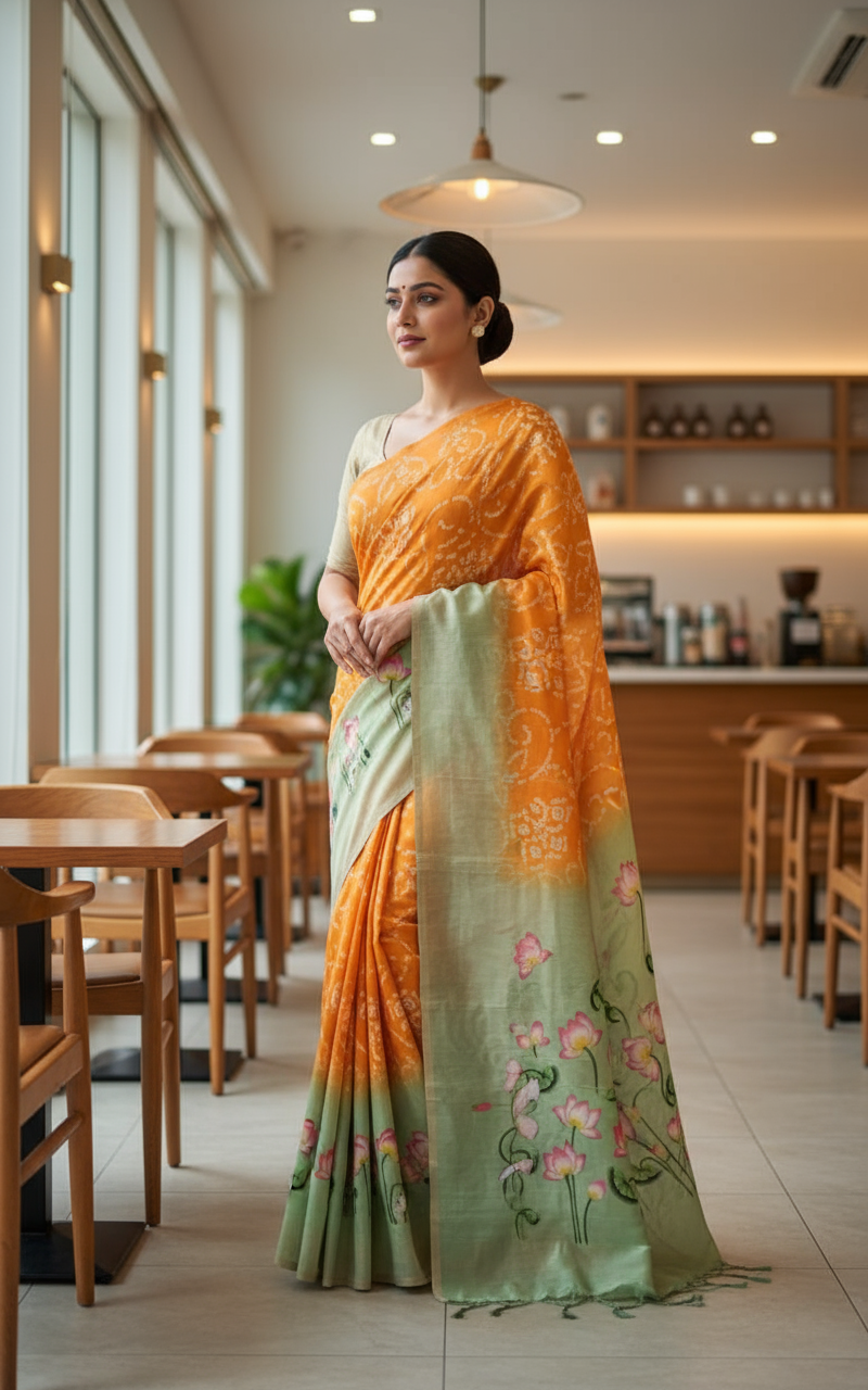 Yellow Jute Saree