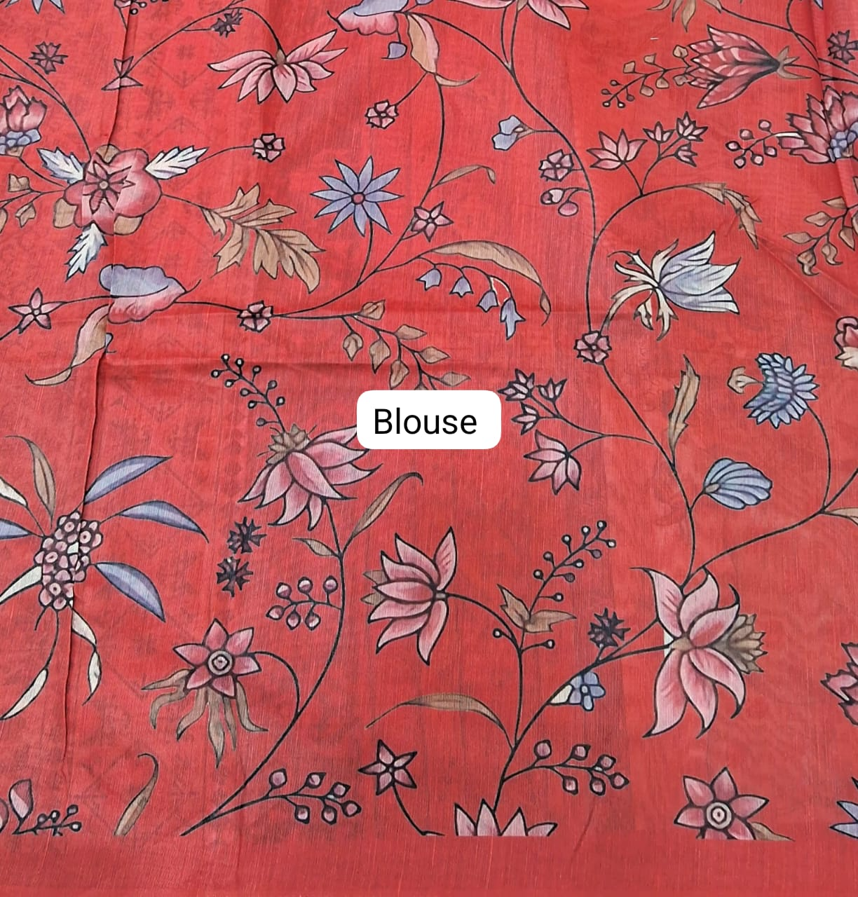 Peach Jute Printed Saree blouse