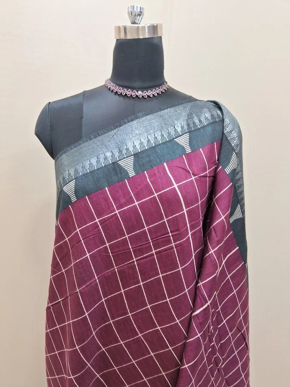 Elegant Wine Jute Saree 