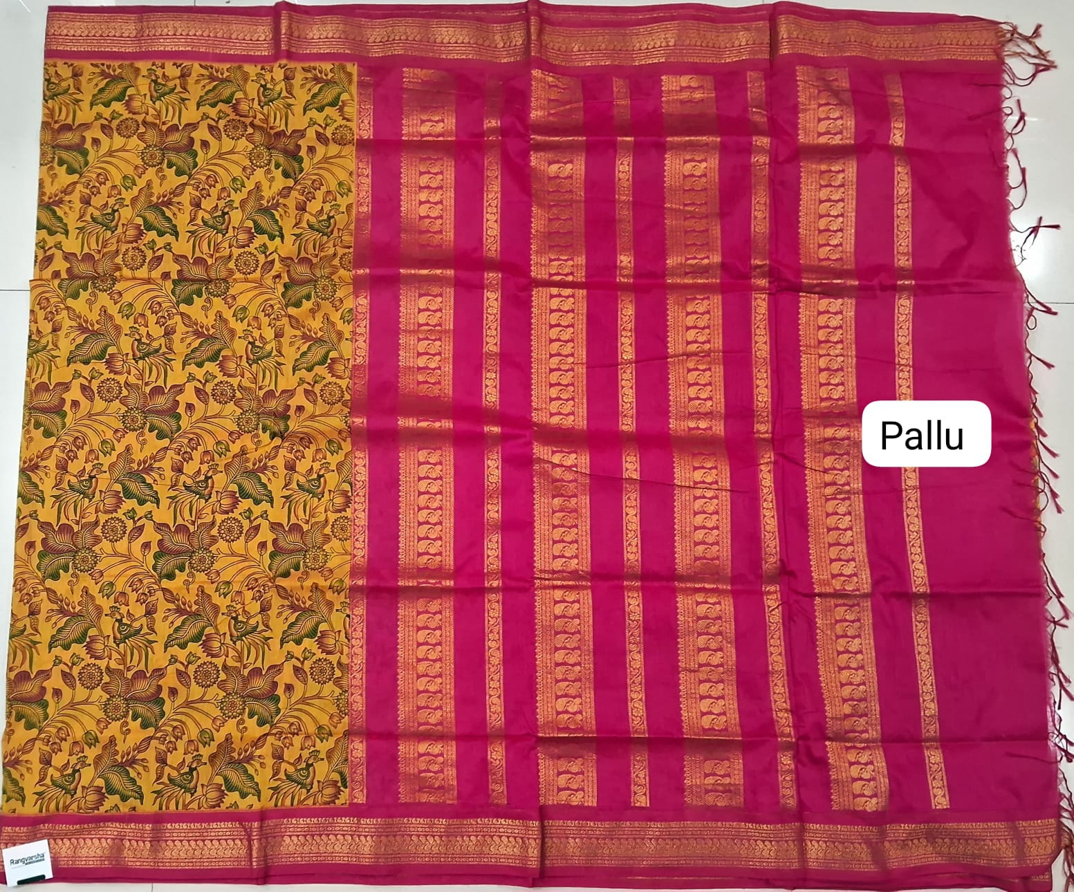 Marine Blue Kalyani Cotton Saree pallu