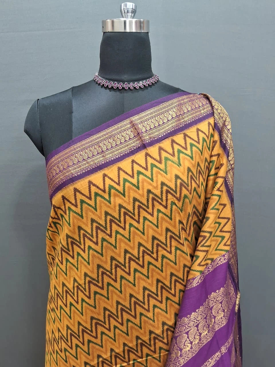 Charming Mustard yellow Kalyani Cotton Saree 1