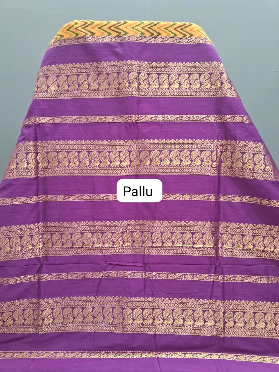 Charming Mustard yellow Kalyani Cotton Saree Pallu