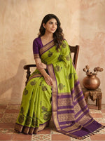 Parrot Green Kalyani Cotton Saree