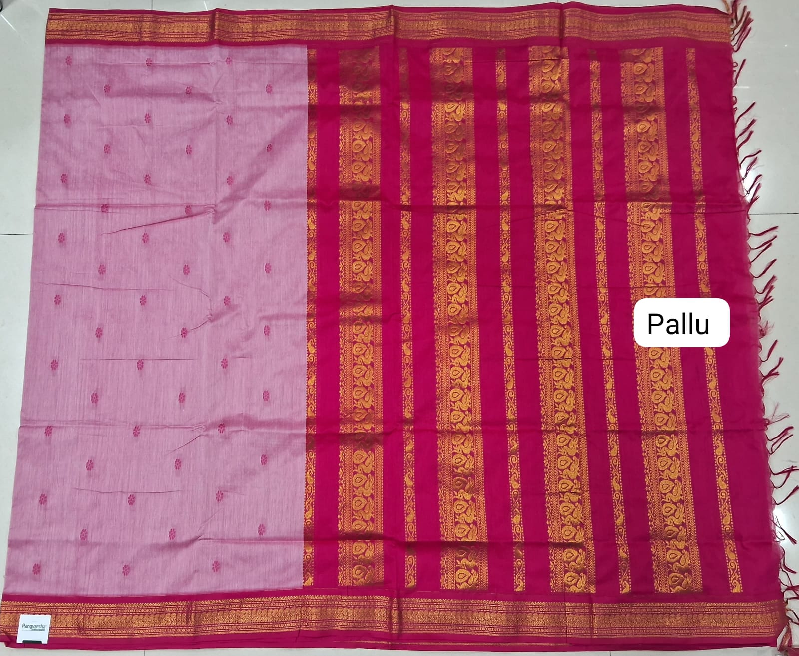 Baby Pink Kalyani Cotton Saree pallu