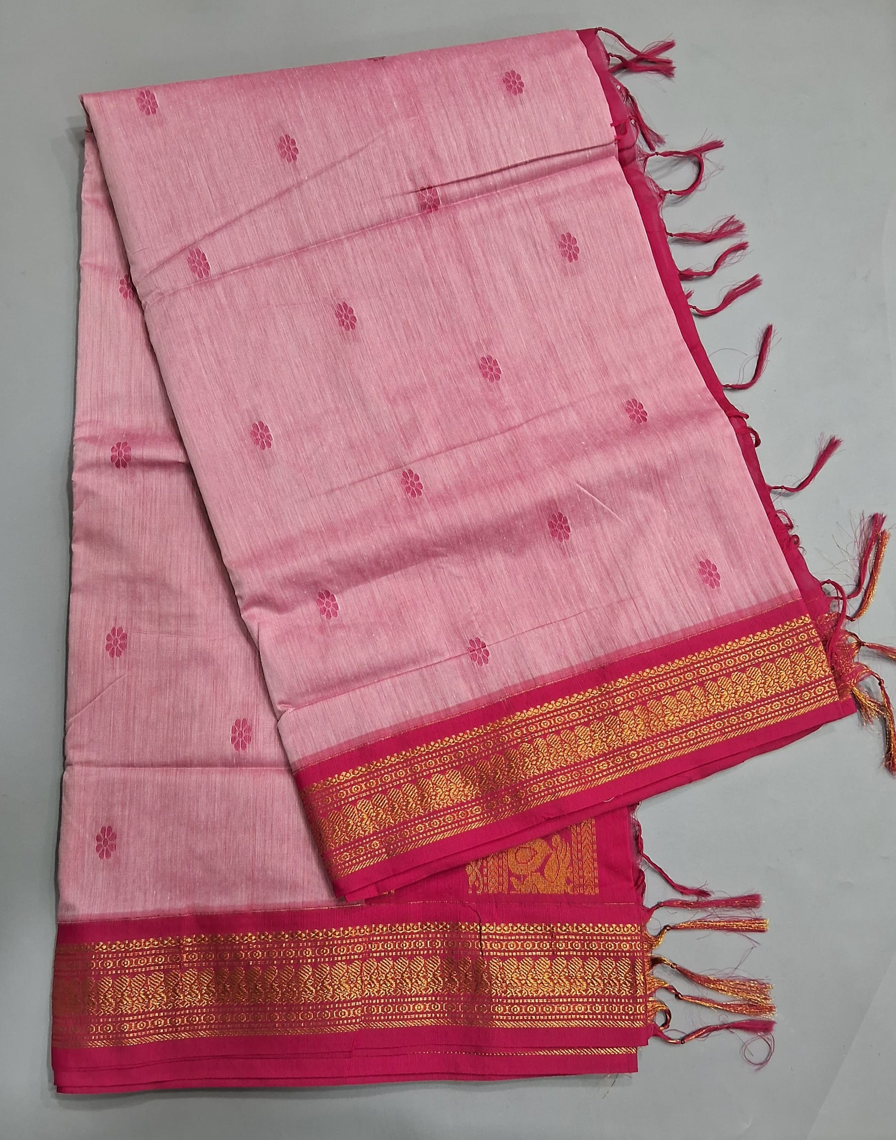Baby Pink Kalyani Cotton Saree