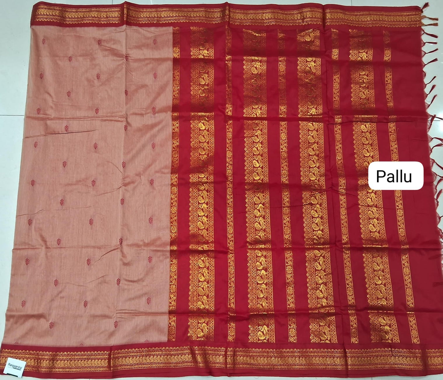 Peach Kalyani Cotton Saree pallu