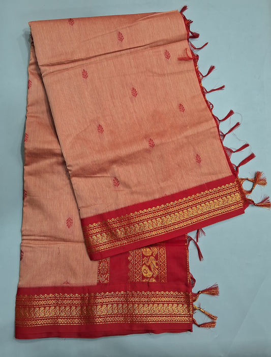 Peach Kalyani Cotton Saree