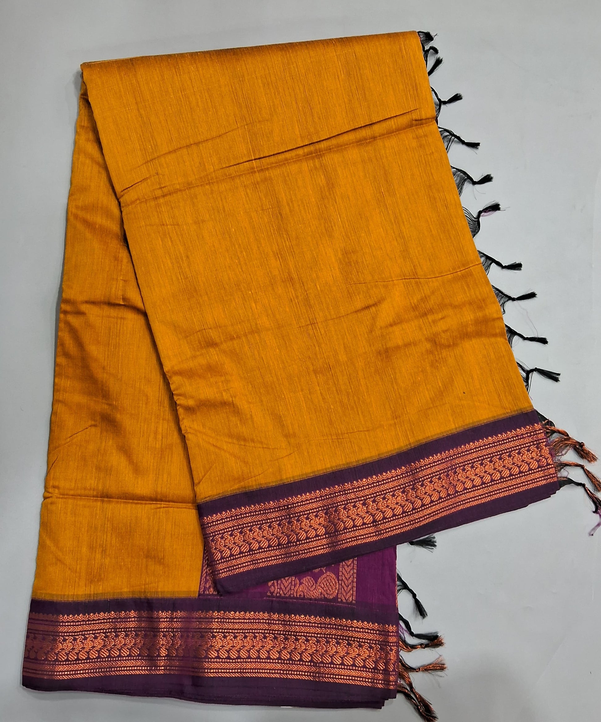 Mustard Yellow Kalyani Cotton Saree