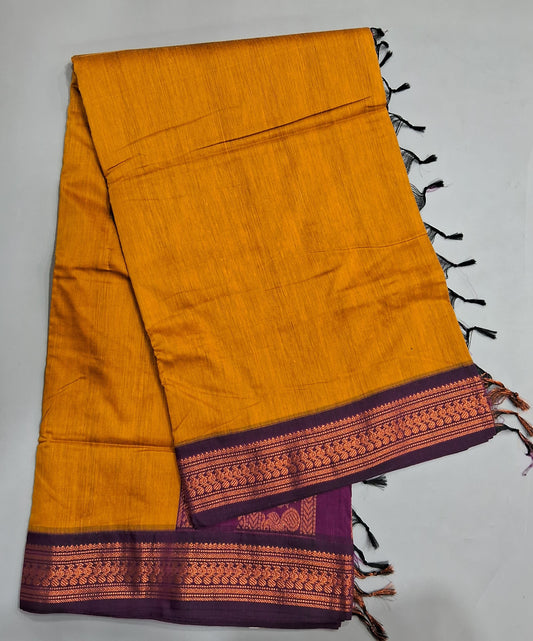 Mustard Yellow Kalyani Cotton Saree
