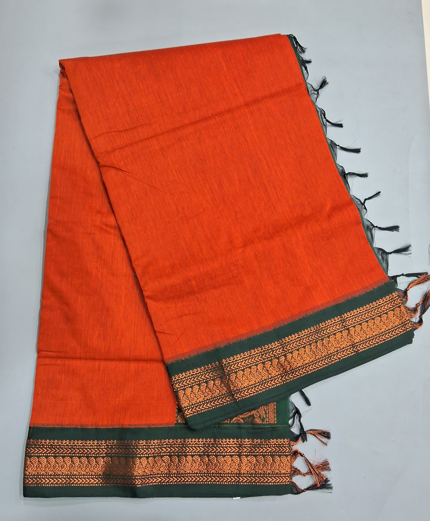 Dark Orange Kalyani Cotton Saree