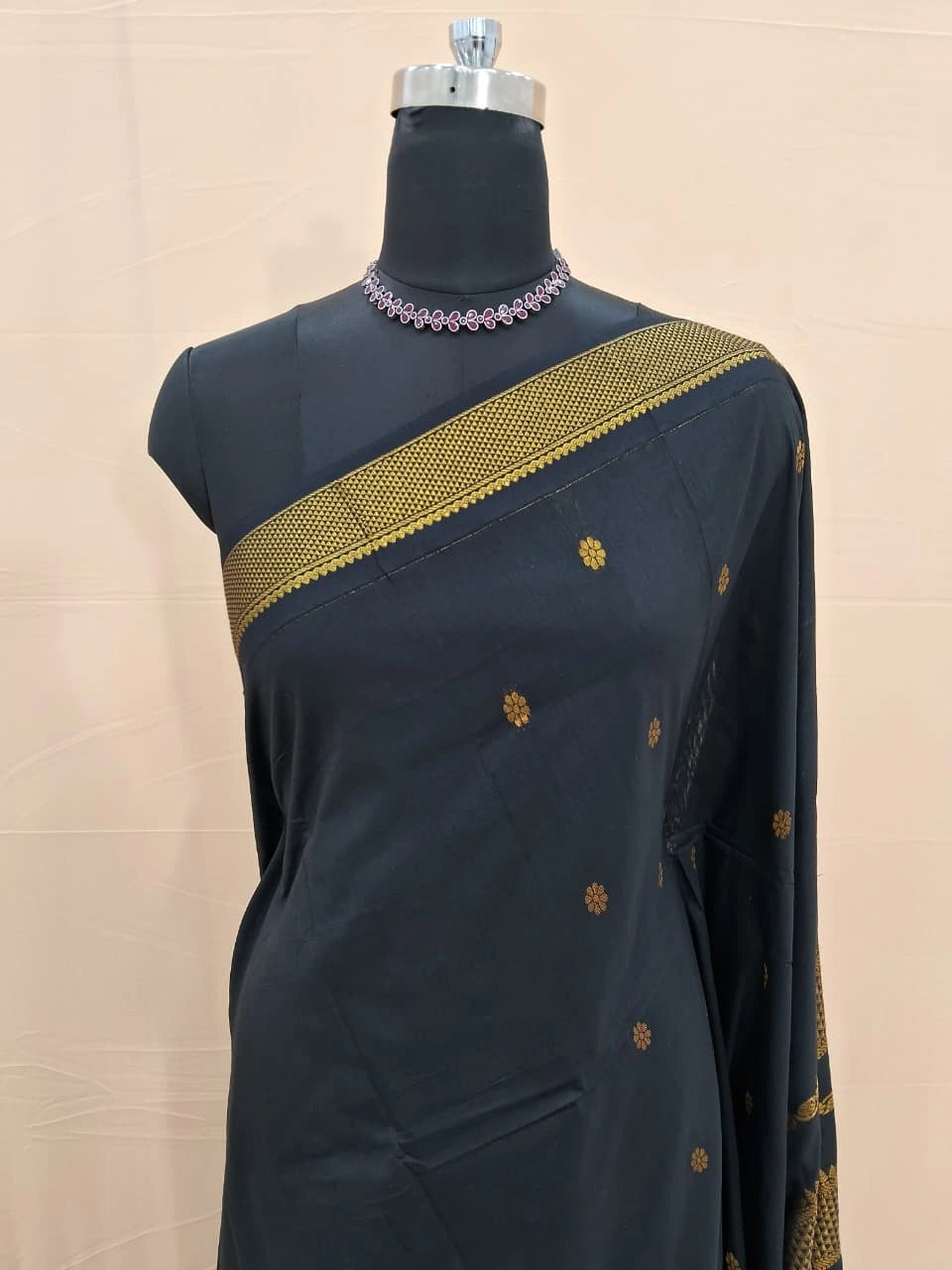 Premium Black Kalyani Cotton Saree 1