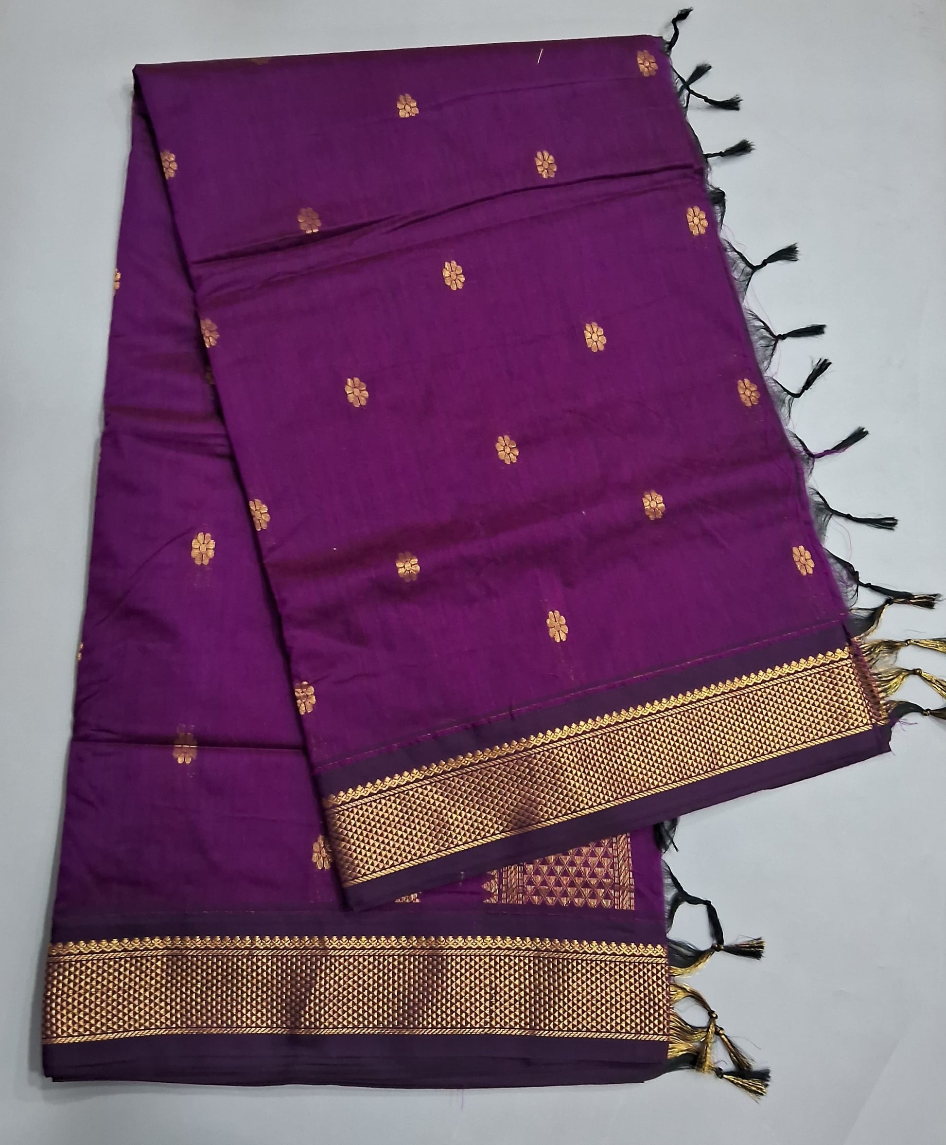 Wine Kalyani Cotton Saree 