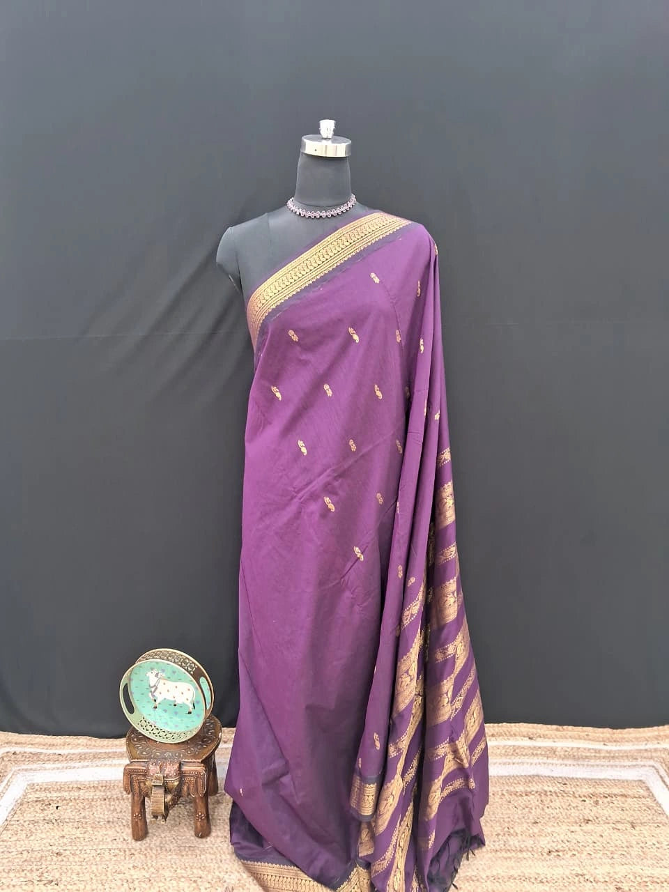 Elegant Wine Kalyani Cotton Saree